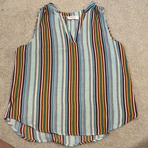 Renee C. Sleeveless Blue and Brown Tank Top Relaxed Fit